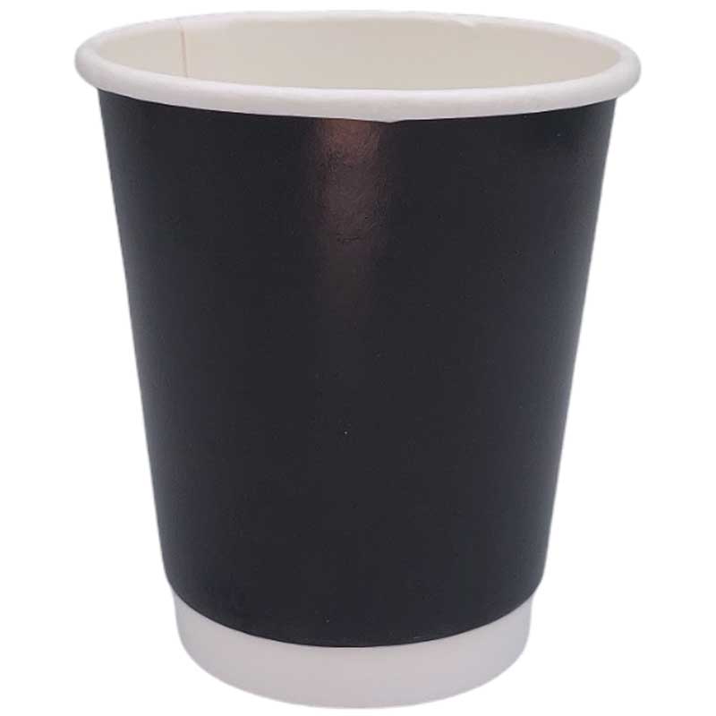 Black Paper Cup Double Wall Shinny 8oz (235ml) -25pcs