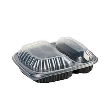 Premium Black Microwave Container, 2 Compartments, with Lid 100pcs - Microwave Containers στην Ecocraft