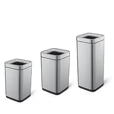 Square Inox Waste Bin 20L with open roof - Out-Doors Trash Cans   στην Ecocraft