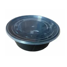 Μαύρο στρογγυλό δοχείο 25oz (750ml) με καπάκι 50τμχ - Σκεύη για Φούρνο Μικροκυμάτων στην Ecocraft