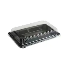 Sushi Container plastic black Extra Large with Lid 100pcs (24x17,5x2) - Styrofoam Containers στην Ecocraft