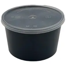 Black round container 34oz (1000ml) with lid 50pcs - Microwave Containers στην Ecocraft