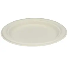 Biodegradable White Plate by Sugar Cane 17cm 50pcs - Biodegradable Sugar Cane Containers  στην Ecocraft