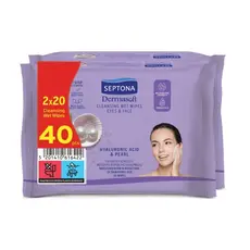 Septona Dermasoft Cleansing Wet Wipes – Makeup Remover Wipes for Face & Eyes (2x20pcs) – 40pcs - Personal Hygiene & Protection Supplies στην Ecocraft