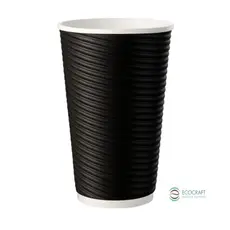 Black Paper Cup "RIPPLE" 16oz (470ml) -25pcs - Paper Cups στην Ecocraft