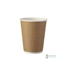 Paper Cup "RIPPLE" Kraft 8oz(235ml) -25 pcs - Paper Cups στην Ecocraft