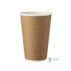 Paper Cup "RIPPLE" Kraft 12oz(355ml) -25 pcs - Paper Cups στην Ecocraft