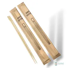 Bamboo Chopsticks 21cm Individually Wrapped 1/1 – 100 pcs in Kraft Paper. - Bamboo Sticks  στην Ecocraft