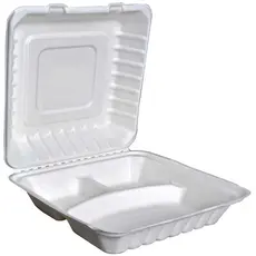 Biodegradable Food Container 3 Comparments 1100ml 100pcs - Biodegradable Sugar Cane Containers  στην Ecocraft