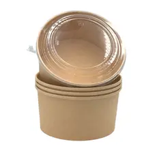 Craft Paper Salad Bowl Tall 1000ml with Pet Lid 50pcs - Salad Bowls στην Ecocraft