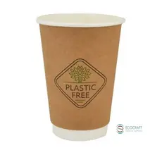 Paper Cup "Kraft" Double Wall Plastic Free 25pcs - Paper Cups στην Ecocraft