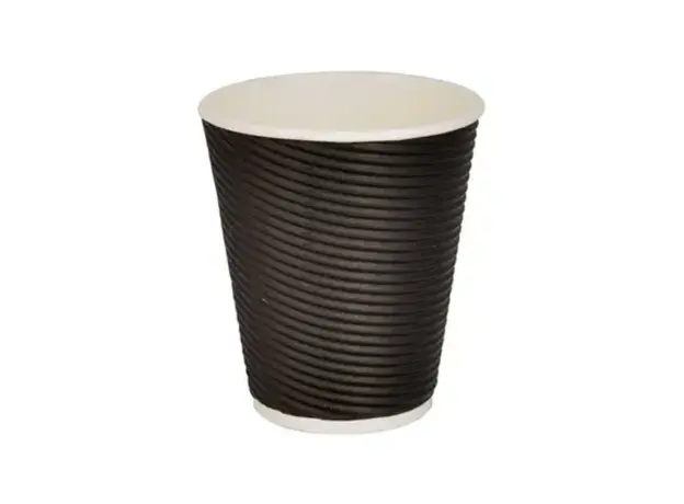 Black Paper Cup "RIPPLE" 8oz (235ml) -25pcs - Paper Cups στην Ecocraft