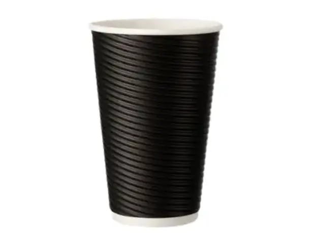 Χάρτινο Ποτήρι "RIPPLE" Μαύρο 12oz (355ml) -25τμχ - Χάρτινα Ποτήρια στην Ecocraft
