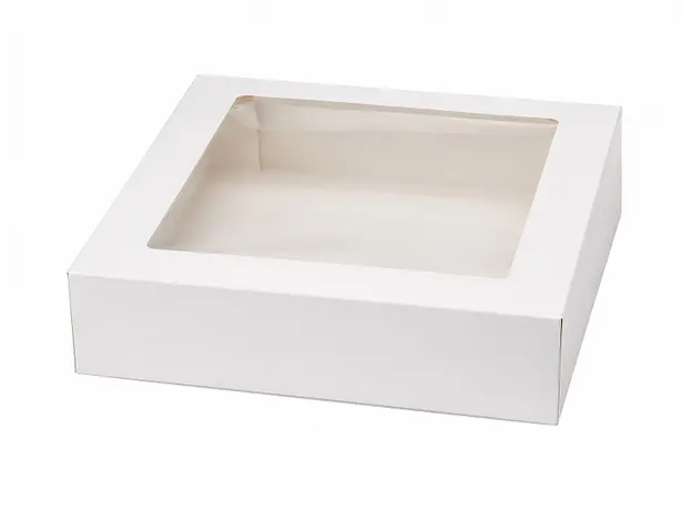 Κουτί λευκό με παράθυρο Easy Open Μικρό (16,5x11,5x4cm) - Κουτιά Ζαχαροπλαστικής στην Ecocraft