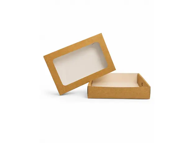 Κουτι platter Catering kraft με παραθυρο 38x26x8,7cm - Κουτιά Φαγητού στην Ecocraft