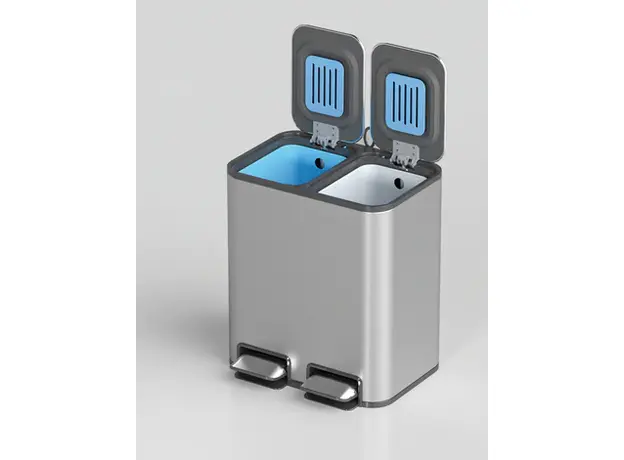 Κάδος Inox Διπλός με Πεντάλ 24L(12+12) με εσωτερικό κάδο. - Καλαθάκια WC και Πιγκάλ στην Ecocraft