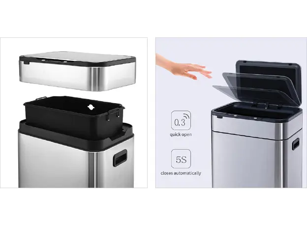 Inox bucket with feet and Sensor 30LT - Toiler Trash Can and Toilet Brush  στην Ecocraft