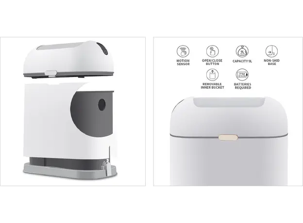 Plastic bin with sensor and safety lock 9LT - Toiler Trash Can and Toilet Brush  στην Ecocraft