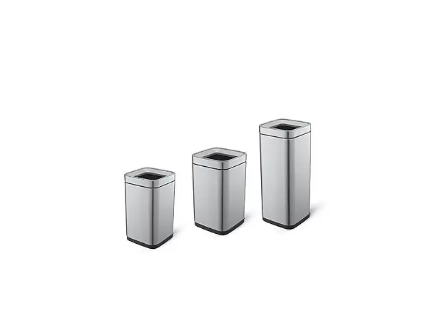 Square Inox Waste Bin 8LT with open roof - Out-Doors Trash Cans   στην Ecocraft