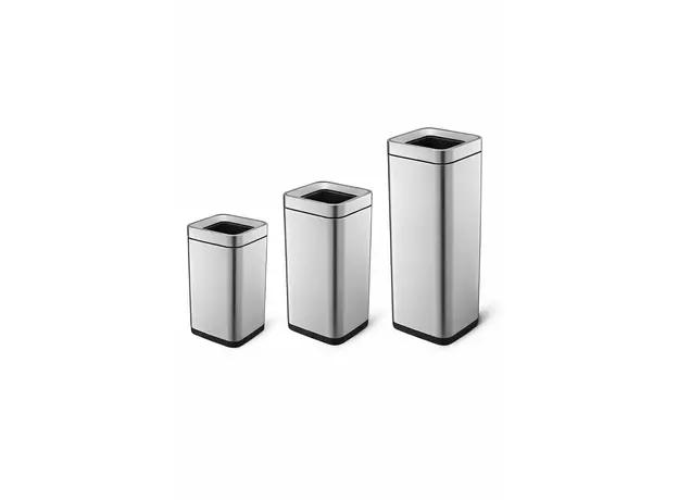 Square Inox Waste Bin 20L with open roof - Out-Doors Trash Cans   στην Ecocraft