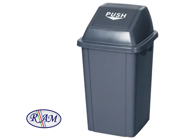 Κάδος RAM πλαστικός γκρι 100L με καπάκι PUSH - Κάδοι Απορριμμάτων & Ανακύκλωσης στην Ecocraft