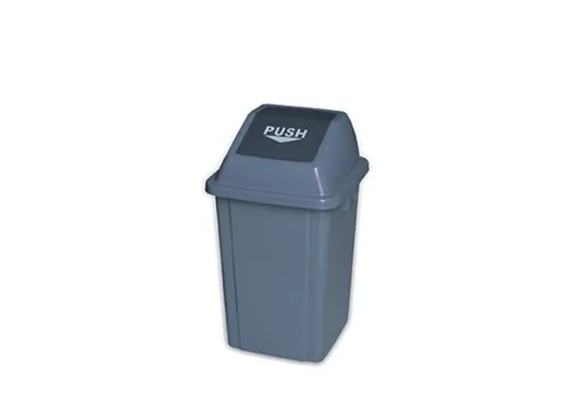 Plastic grey bin 100L with PUSH lid - Trash Cans & Recycling Bins στην Ecocraft