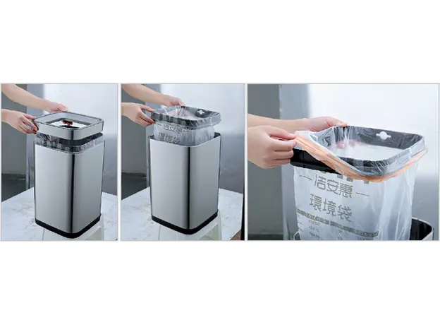 Κάδος Απορριμμάτων Τετράγωνος Inox 20L με ανοιχτή οροφή - Κάδοι Εξωτερικών Χώρων στην Ecocraft