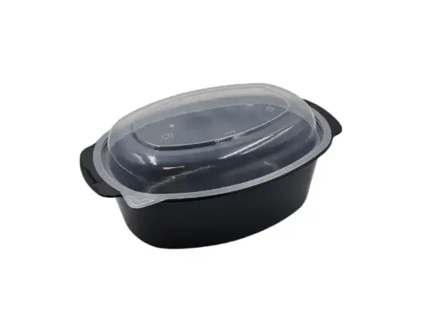 Black Oval Container 1250ml with Lid 100pcs. - Microwave Containers στην Ecocraft