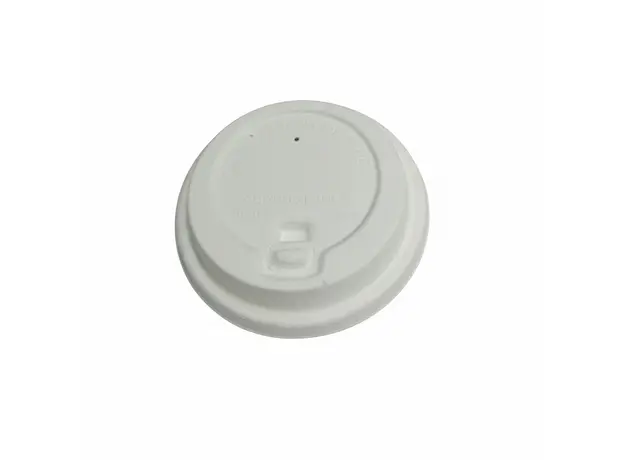 White Sugar Cane Paper Flip Lid 80mm 50pcs - Cup Lids στην Ecocraft
