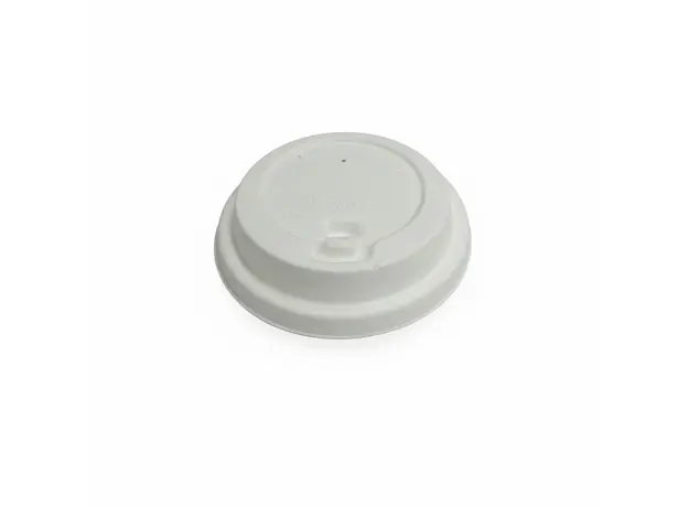 White Sugar Cane Paper Flip Lid 80mm 50pcs - Cup Lids στην Ecocraft