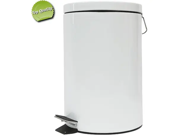 White Metallic Trash Can with Pedal 3L - Toiler Trash Can and Toilet Brush  στην Ecocraft