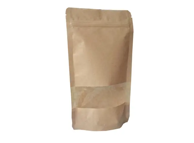 Σακουλάκι kraft τύπου DoyPack με παράθυρο - Σακούλες Vegetal-Χαρτιά Αφής/Τυλίγματος στην Ecocraft