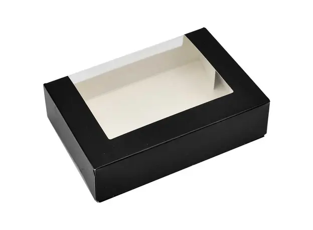 Κουτί μαύρο με παράθυρο Easy Open Medium - Κουτιά Ζαχαροπλαστικής στην Ecocraft