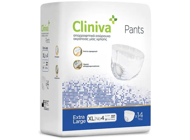 CLINIVA Πάνες Ακράτειας PANTS No4 EXTRA LARGE 14τεμ - Είδη Ατομικής Προστασίας & Υγιεινής στην Ecocraft