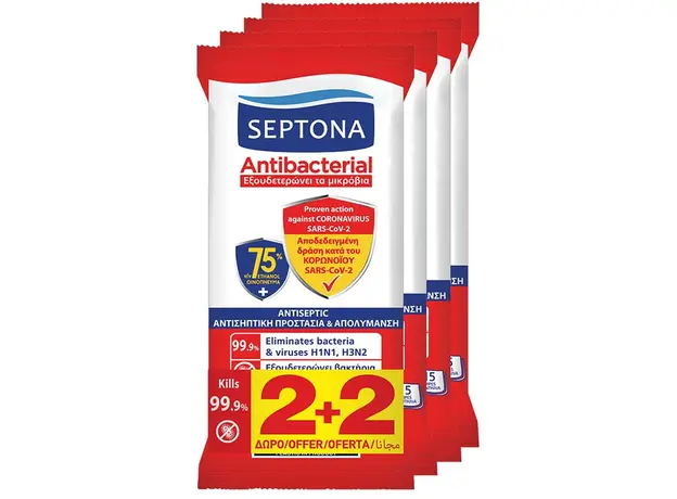 SEPTONA Μαντήλια REFRESH 75% ETHANOL 4Χ15τεμ (2+2 ΔΩΡΟ) - Είδη Ατομικής Προστασίας & Υγιεινής στην Ecocraft