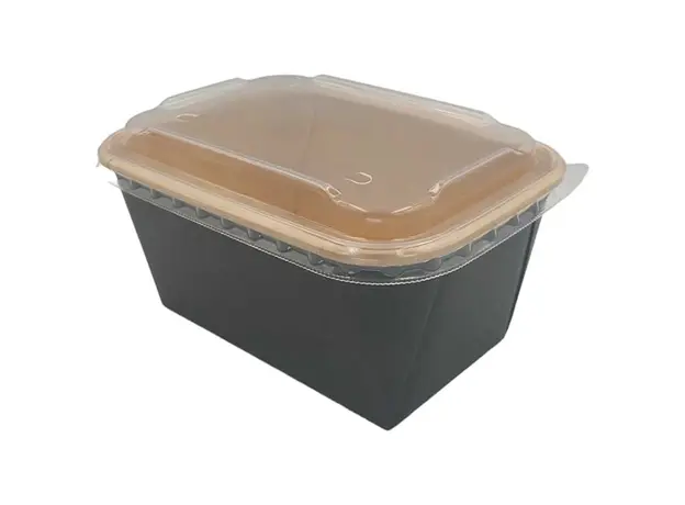 Σκεύος φαγητού Μαύρο Παραλληλόγραμμο 1000ml σετ με πλαστικό καπάκι - 60τμχ - Κουτιά Φαγητού στην Ecocraft