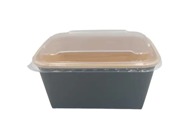 Σκεύος φαγητού Μαύρο Παραλληλόγραμμο 1000ml σετ με πλαστικό καπάκι - 60τμχ - Κουτιά Φαγητού στην Ecocraft