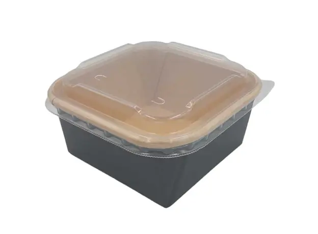 Food container Black Square 500ml with plastic pp Lid- 50pcs - Food Boxes στην Ecocraft