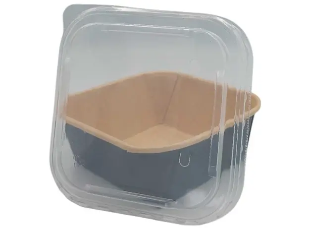 Food container Black Square 500ml with plastic pp Lid- 50pcs - Food Boxes στην Ecocraft