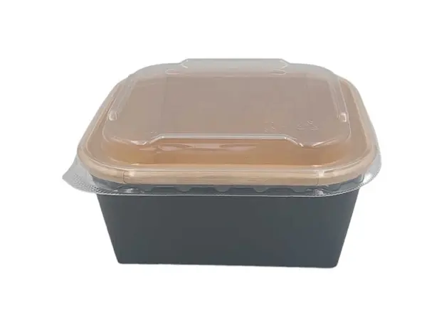 Food container Black Square 500ml with plastic pp Lid- 50pcs - Food Boxes στην Ecocraft