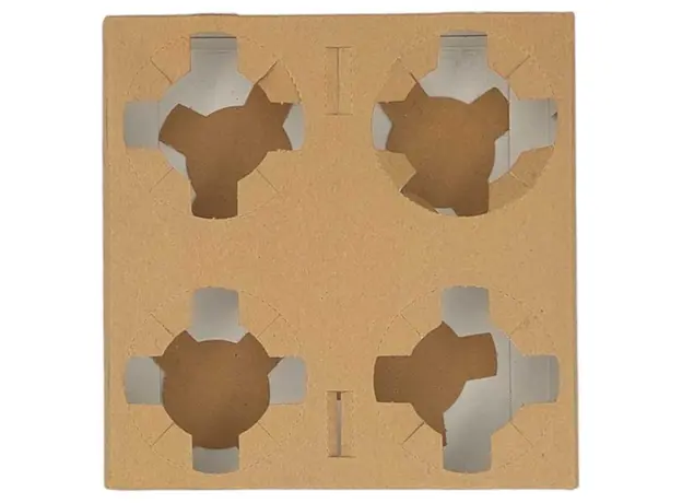 Χάρτινη Ποτηροθήκη Μεταφοράς Καφέ 4 Θέσεων Kraft - Θήκες Μεταφοράς Ποτηριών  στην Ecocraft