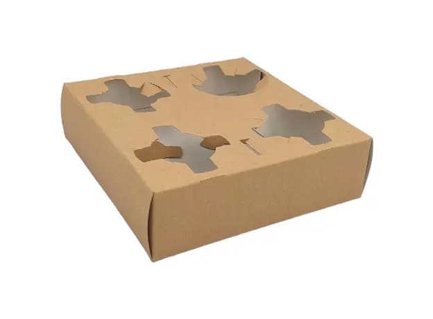 Χάρτινη Ποτηροθήκη Μεταφοράς Καφέ 4 Θέσεων Kraft - Θήκες Μεταφοράς Ποτηριών  στην Ecocraft