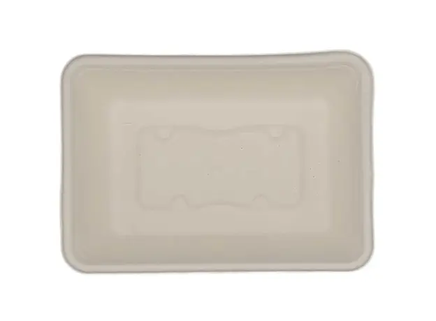 Biodegradable cane container Rectangle 800ml 18x12.8x5.7 with built-in lid 125pcs - Biodegradable Sugar Cane Containers  στην Ecocraft