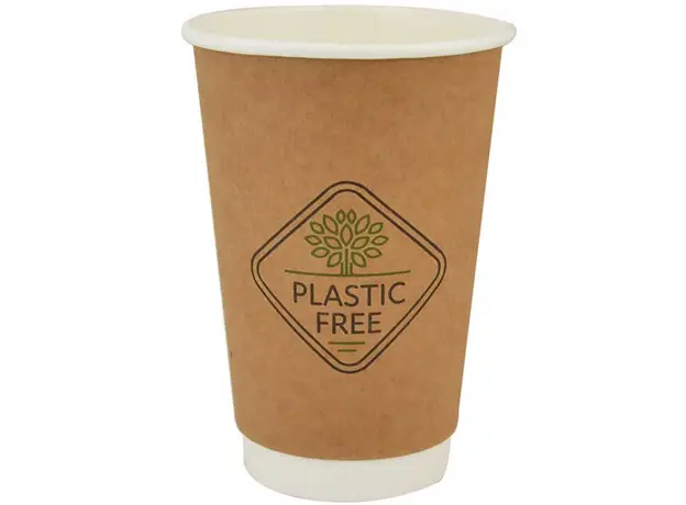 Paper Cup "Kraft" Double Wall Plastic Free 25pcs - Paper Cups στην Ecocraft