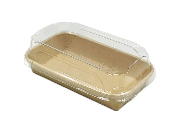Σκεύος για Sushi Νο4 Kraft με καπάκι (16x9x2,4cm) 50ΤΕΜ - Συσκευασία για Sushi στην Ecocraft