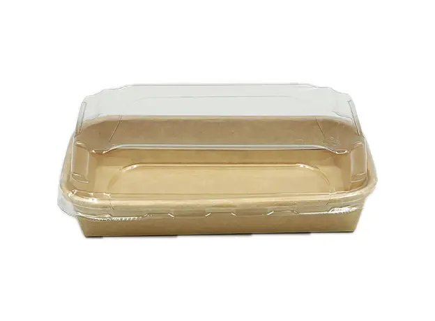 Σκεύος για Sushi Νο4 Kraft με καπάκι (16x9x2,4cm) 50ΤΕΜ - Συσκευασία για Sushi στην Ecocraft