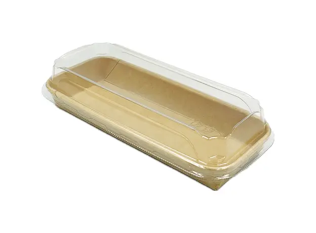 Σκεύος για Sushi Νο8 Kraft με καπάκι (22x9x2,4cm) 50ΤΕΜ - Συσκευασία για Sushi στην Ecocraft