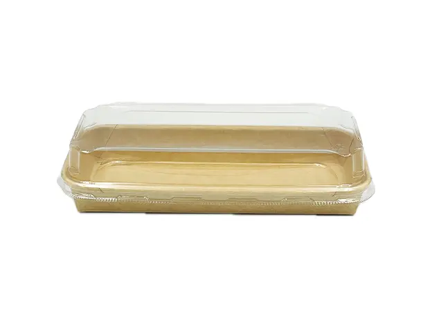 Σκεύος για Sushi Νο8 Kraft με καπάκι (22x9x2,4cm) 50ΤΕΜ - Συσκευασία για Sushi στην Ecocraft