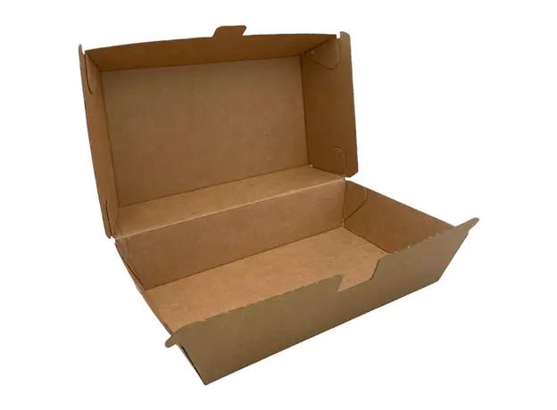 Kraft Microwelle Paper Double Burger Box 21x12x9,1cm - Food Boxes στην Ecocraft
