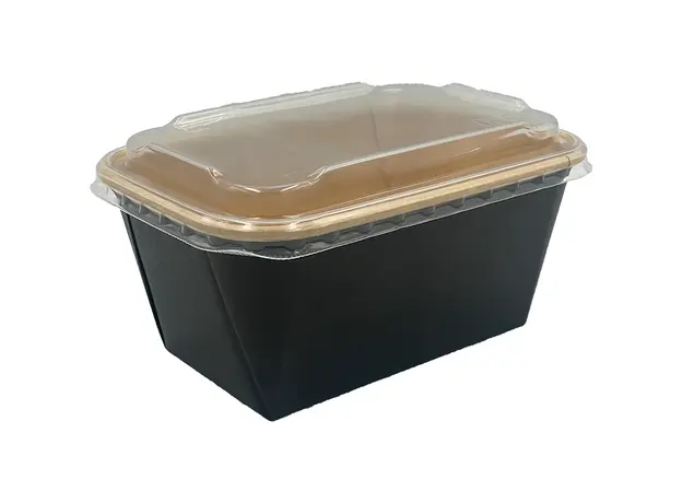 Σκεύος φαγητού Μαύρο Παραλληλόγραμμο 1000ml σετ με πλαστικό καπάκι - 60τμχ - Κουτιά Φαγητού στην Ecocraft